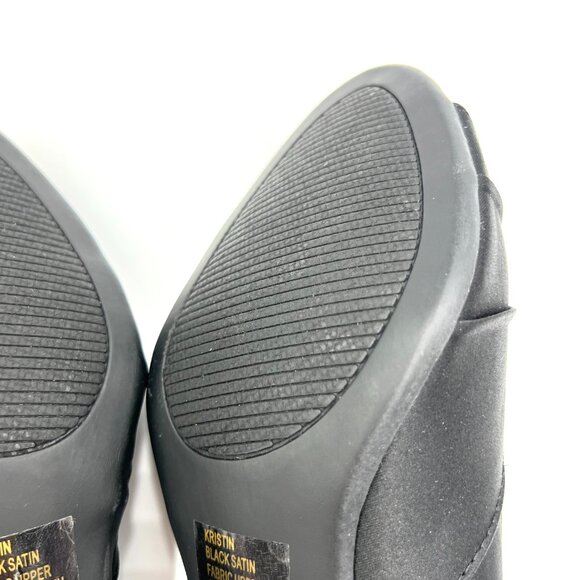 Dyeables Womens Size 7.5 Kristin Black Satin Peep Toe Kitten‎ Heel Pumps Shoes - Picture 11 of 15